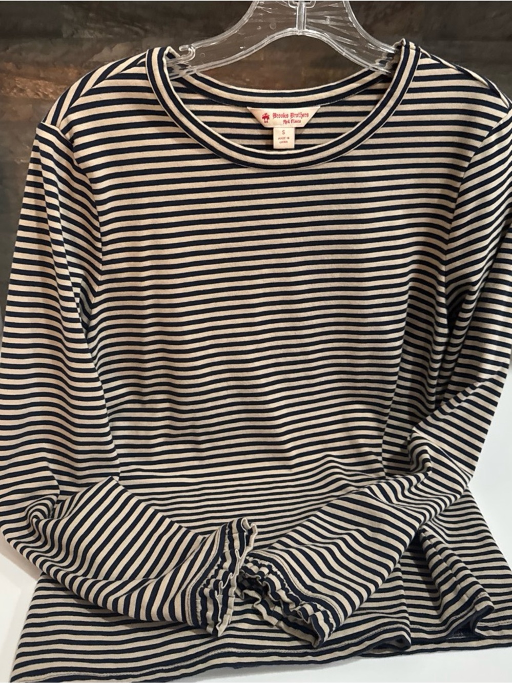 Brooks Brothers Navy & Cream Striped Long Sleeve Shirt